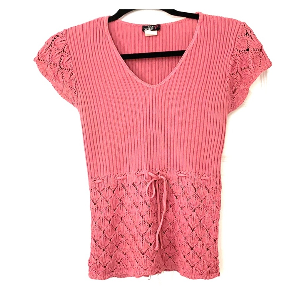 Short sleeve V-neck sweater